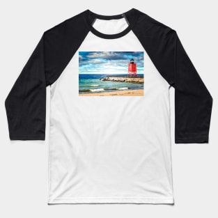 “Charlevoix South Pier Lighthouse” Baseball T-Shirt